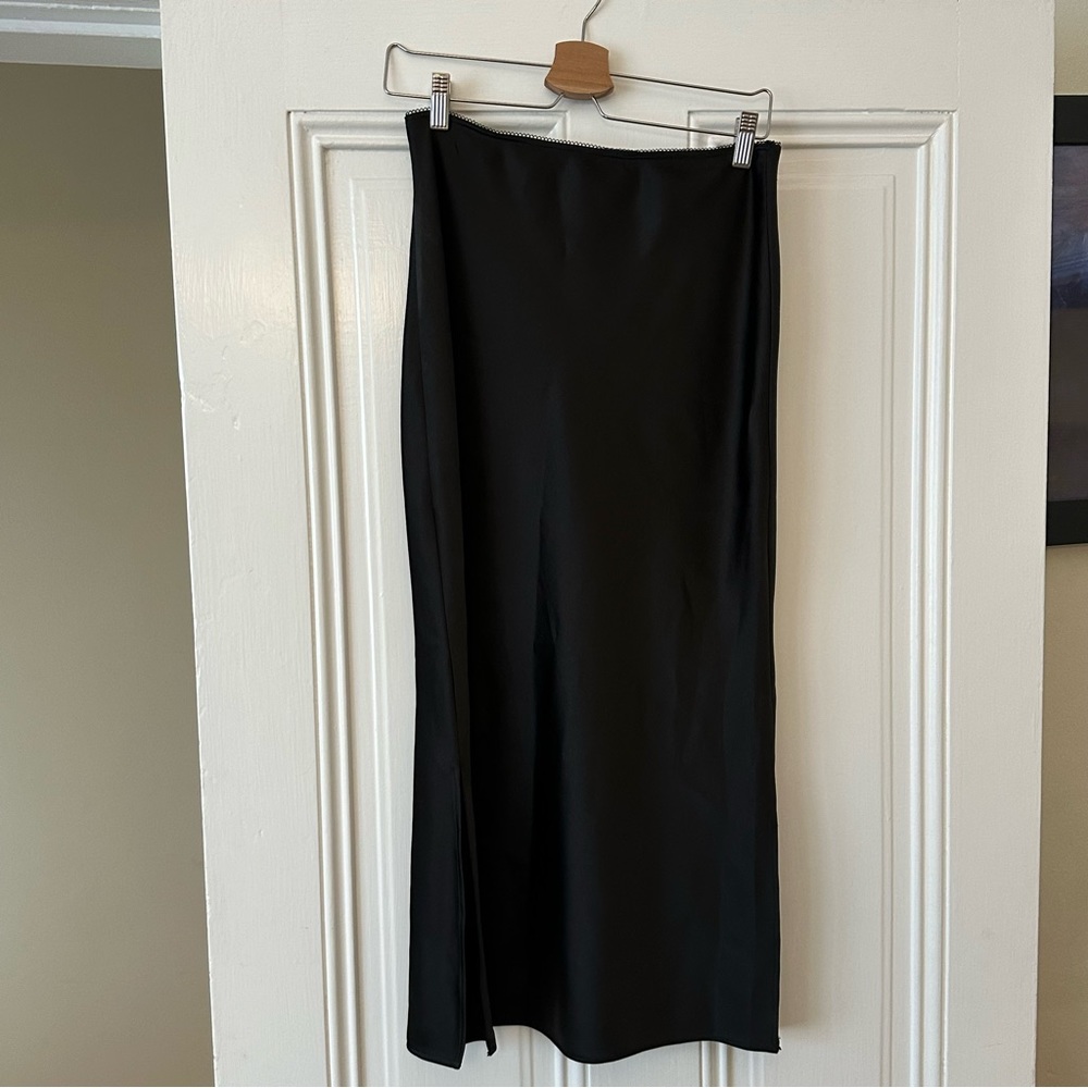 Topshop black midi silk skirt size 6